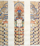 Detail ontwerptekening raam met gevleugeld rund (Lucas).
<br/>
Particulier bezit, 1930-1931